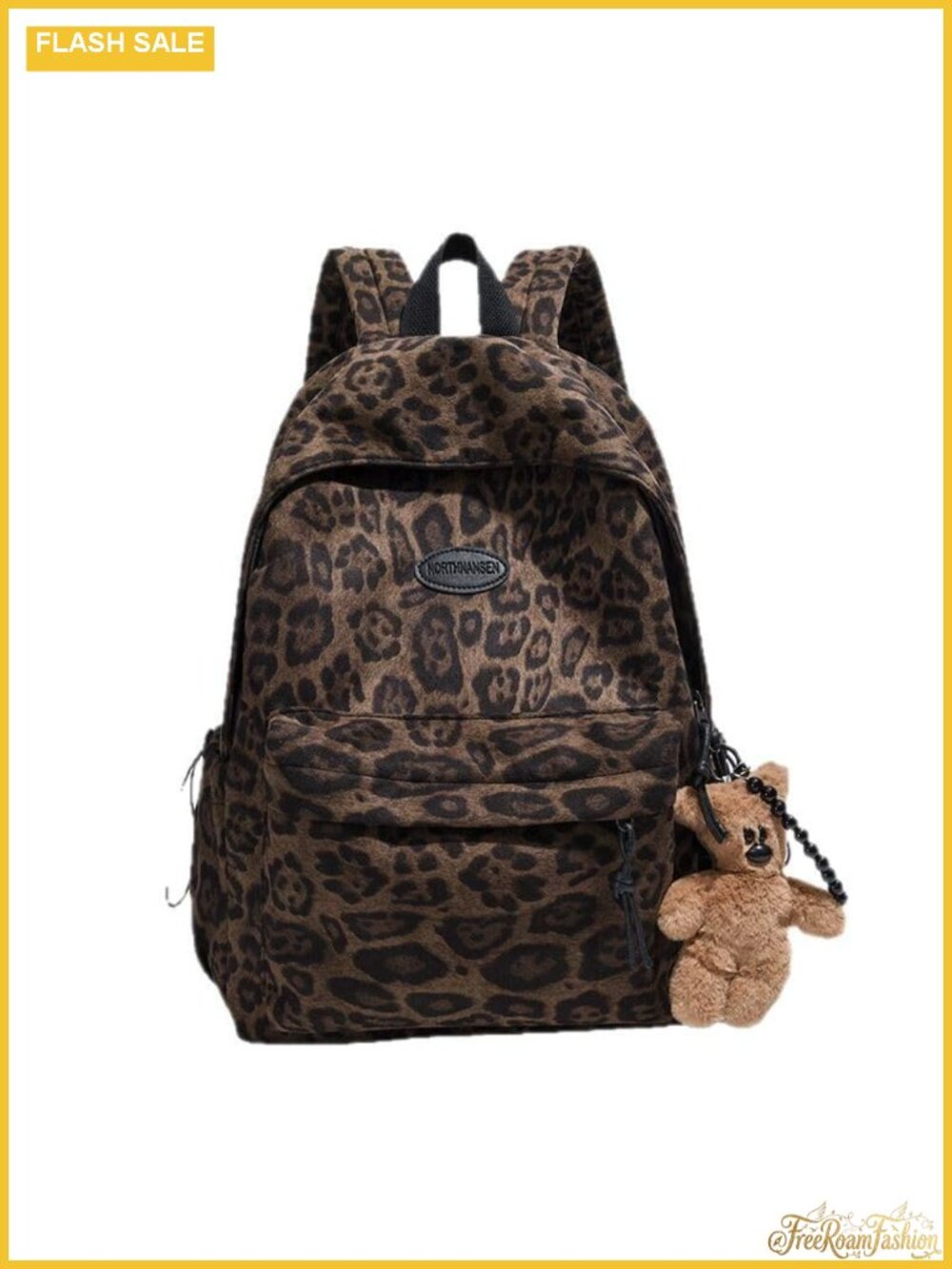 Leopard Print Y2K Backpack, Water-Resistant Polyester Daypack, Adjustable Straps